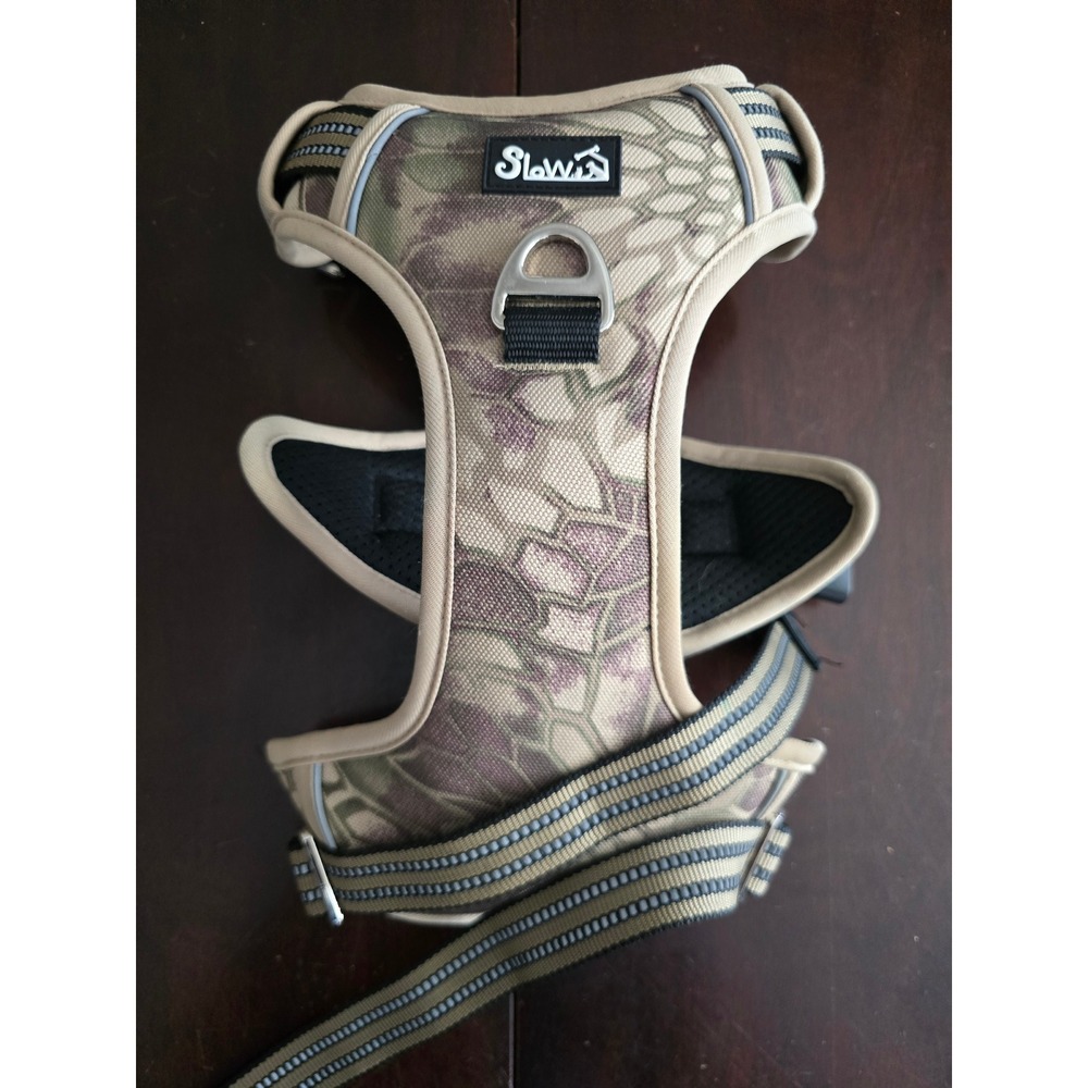 SlowTon Dog Harness No Pull‎ Reflective Camo Padded Vest Large Green Tan